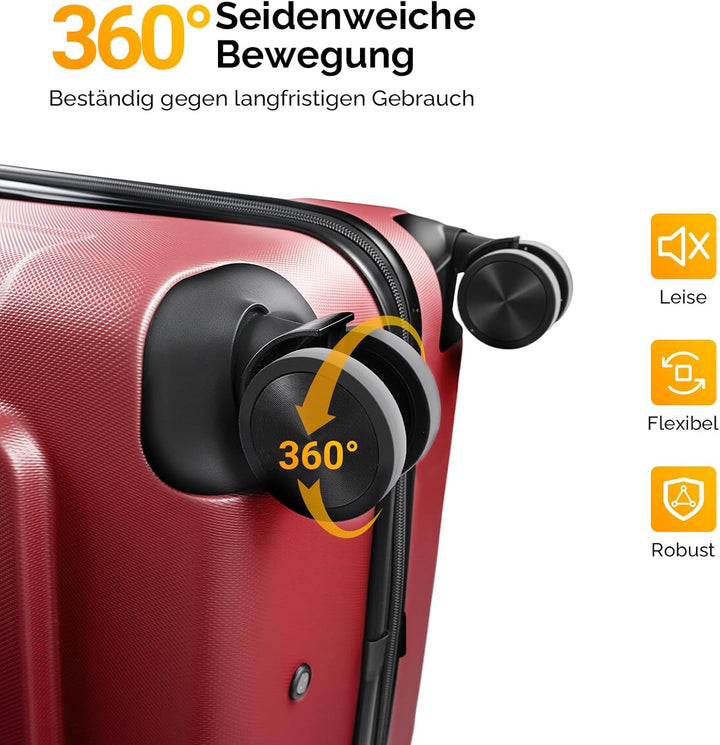Bonnlo Kofferset 3 Teilig, Hartschale Koffer Set, Reisekoffer mit 4 Rollen, ABS-Trolley M-L-XL, mit