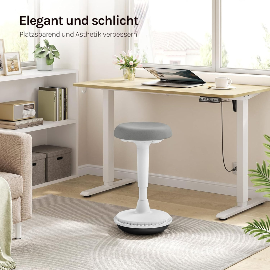 WOLTU Ergonomischer Stehhocker, 360° neigbarer Bürohocker, Grau+weiss | Grosser Sockel, Anti-Rutsch