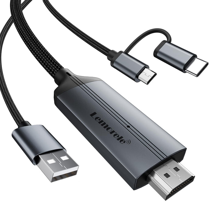 Lemorele 2 in 1 MHL HDMI Adapter Cable 2M, Micro USB Typ C zu HDMI Adapter Kabel für USB C Pad/iPhoe