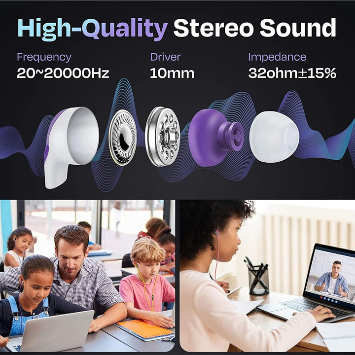 JustJamz® Basic | 50 Stück | Schüttgut einfache Ohrhörer, perlweisse In-Ear-Ohrhörer, 3.5-mm-Audiobu