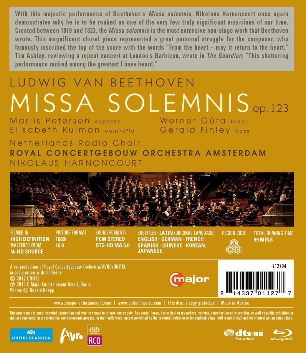 Beethoven - Missa Solemnis, Blu-ray