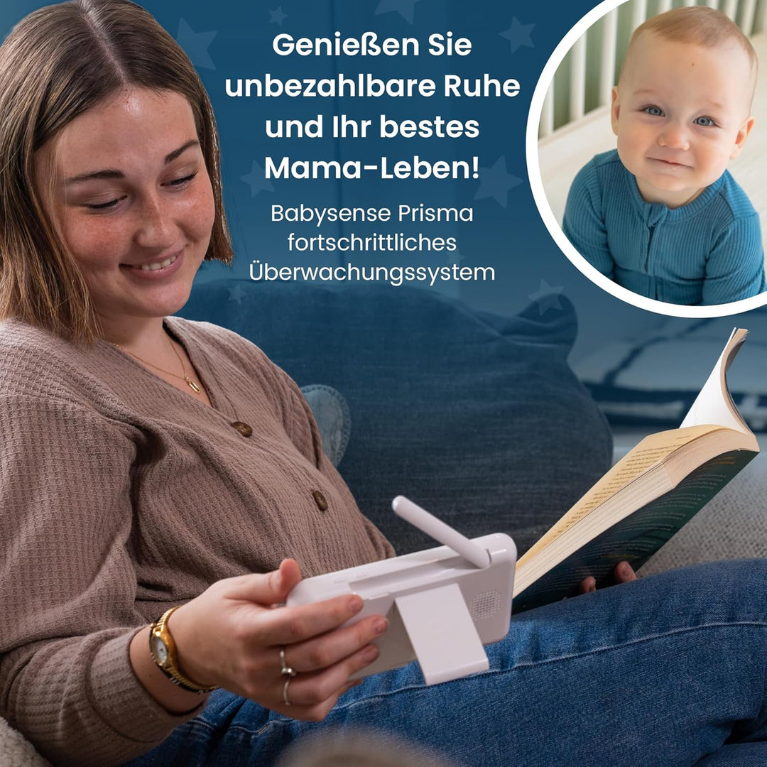 Babysense Prisma 5" HD-Video-Babyphone mit 2 Kameras und Audio, 6-Farben-Nachtlicht, geteiltem Bilds