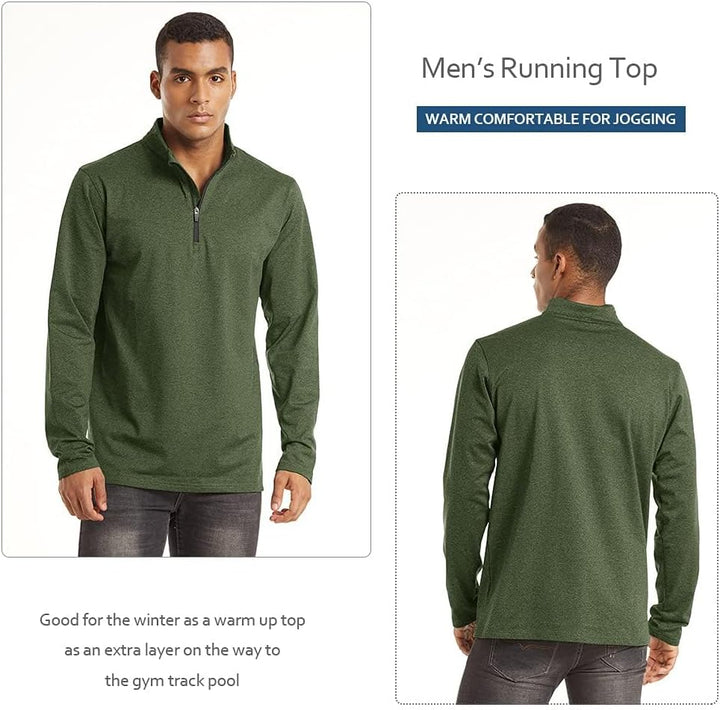TACVASEN Pullover Herren Langarmshirt Half Zip Fleece Winterpullover Warm Atmungsaktiv Sport Sweatsh
