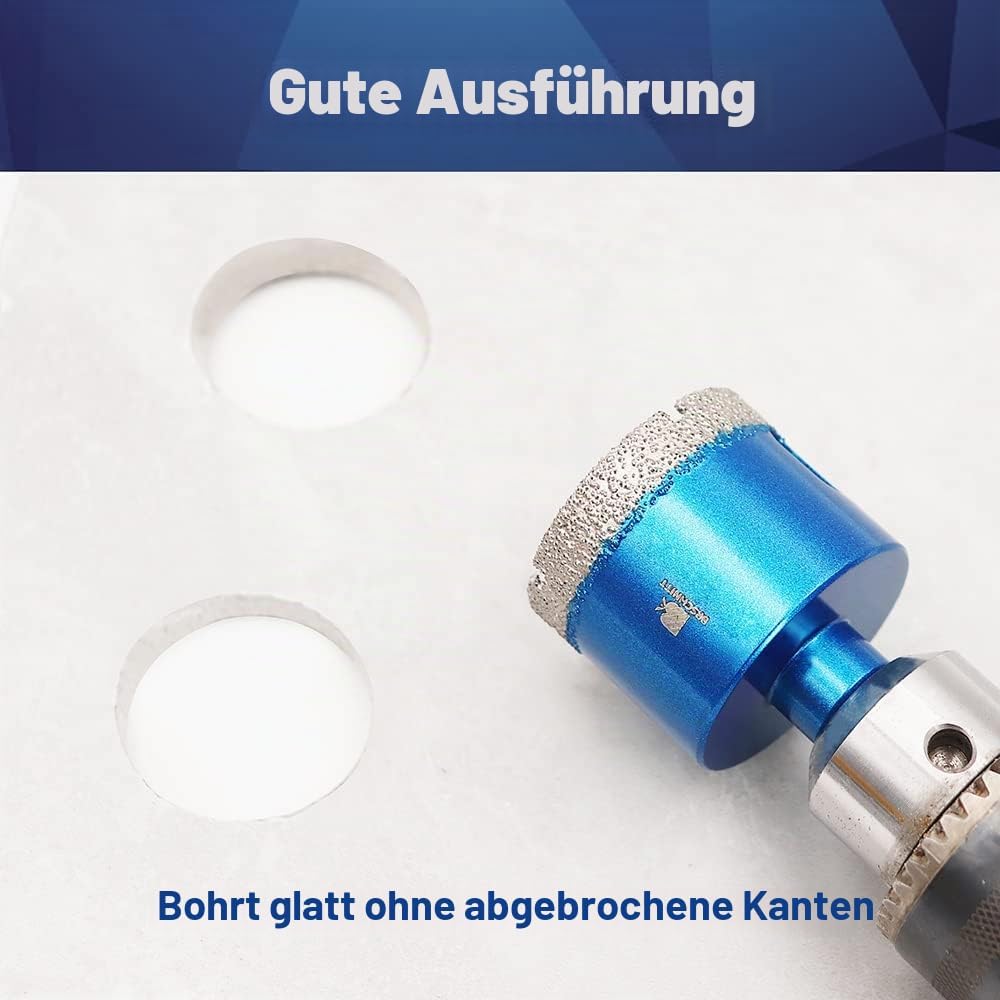 Diamant Trockenbohrer Fliesenbohrer 43mm - BRSCHNITT 3 Stück Diamant Bohrkrone - Lochsäge für Kerami
