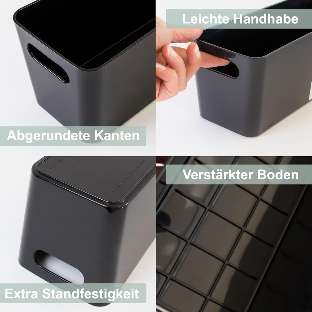 12 x Ordnungsbox - 10 cm hoch - anthrazit - 20 x 10 cm - Ordnungskorb - Regalorganizer Wandregal - S