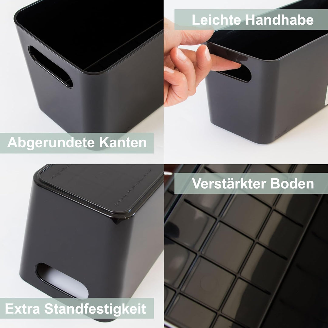 9x Ordnungsbox 10cm hoch GRAU 30x10x10cm 2L Schublade Kunststoff Korb Kiste Grau 30x10x10 - 9 Stück,