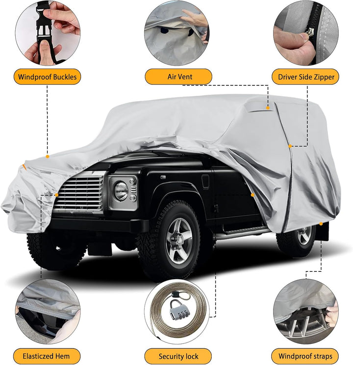 Autoabdeckung Wasserdicht für Land Rover Defender 110 1990-2016, Vollgarage Autoplane Auto Abdeckpla