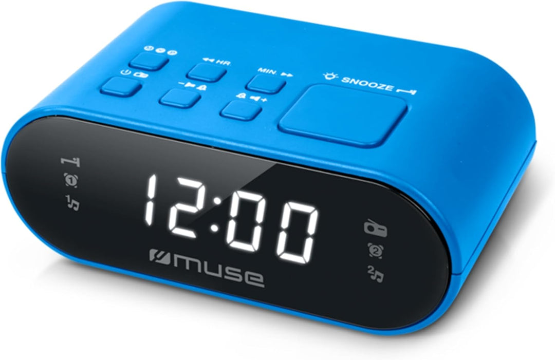 MUSE M-10 BL Radiowecker mit LED-Display, Zwei Weckzeiten, dimmbar, digitaler UKW-Tuner, 20 Sendersp