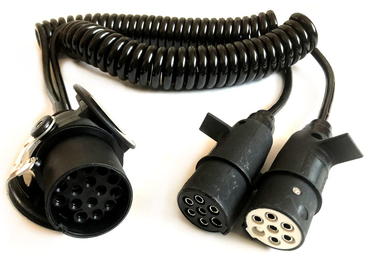 MelTruck® Elektrowendel Spiralkabel 15P/24V und 2x 7P/24V Elektrokabel Adapter Steckern