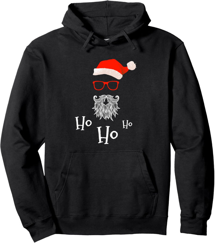 Weihnachtsmann Bart Mütze Sonnenbrillen Ho Ho Ho cooles Pullover Hoodie