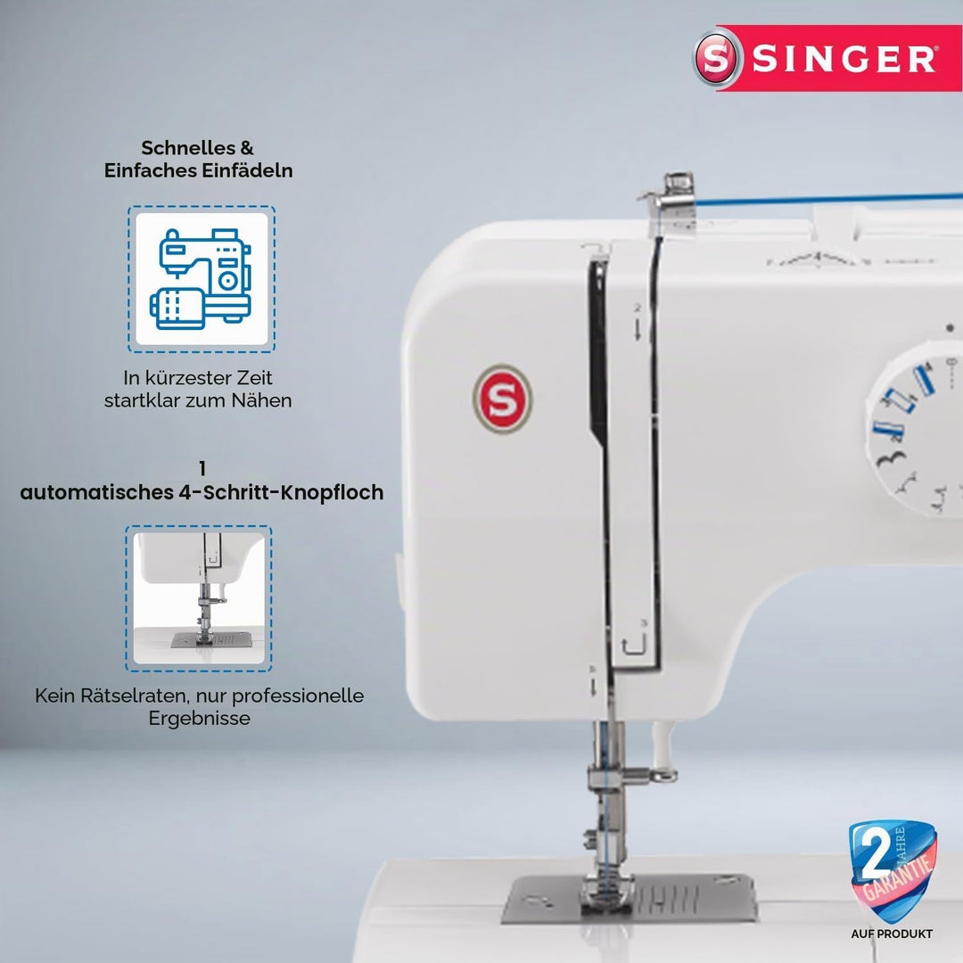Singer Nähmaschine 1409 für Anfänger - 15 Nähvorgänge, 4-Stufen-Öse, Stichlängeneinstellung und eins