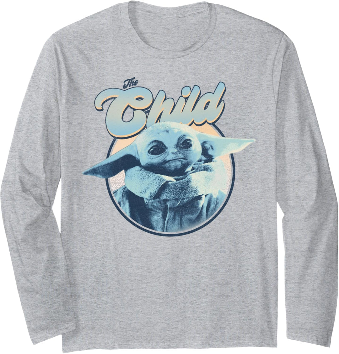 Star Wars: The Mandalorian The Child Retro Portrait Blue Hue Langarmshirt
