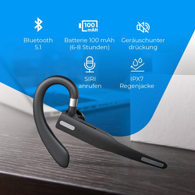 NK Wireless Bluetooth Headset 5.0 + 450 mAh Ladekoffer - Freisprech-Headset, Mikrofon, Clear Voice P