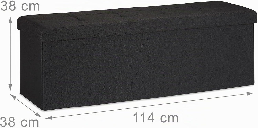 Relaxdays Faltbare Sitzbank XXL, Sitzcube mit Stauraum, Sitzwürfel aus Leinen, mit Deckel, HBT 38 x