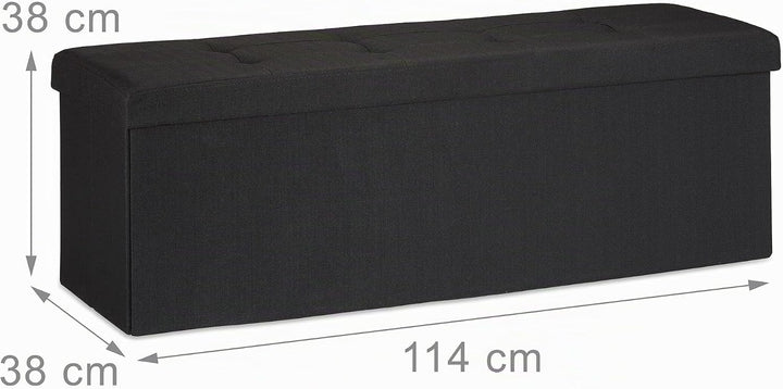 Relaxdays Faltbare Sitzbank XXL, Sitzcube mit Stauraum, Sitzwürfel aus Leinen, mit Deckel, HBT 38 x