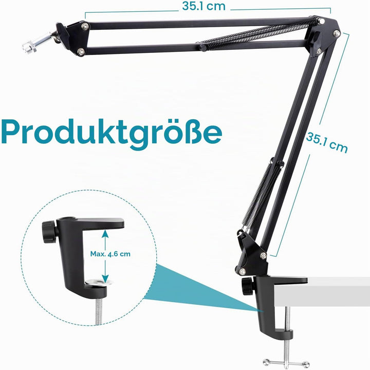 SM7B Mikrofon Arm mit Popschutz - Microphone Schwenkarmständer kompatibel mit Shure SM7B XLR-Studiom