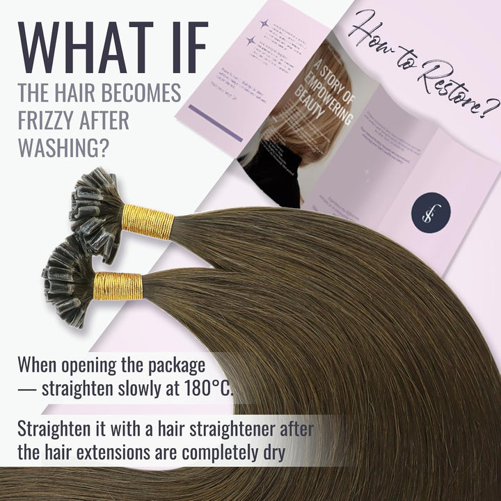 Fshine Haarverlängerung Echthaar Bondings Extensions Echthaar 35cm 50g Dunkelste Braun U Tip Hair Ex