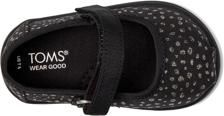 TOMS Mädchen Tiny Mary Jane Sneaker 19.5 EU Black Foil Dot Microfiber, 19.5 EU Black Foil Dot Microf