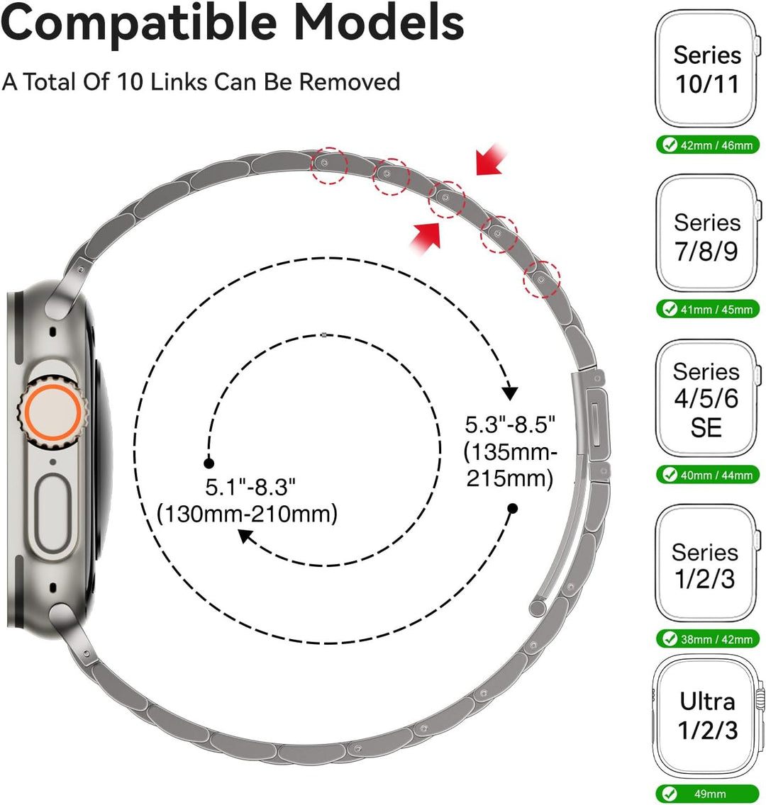 QAZNZ Metall Armband Kompatibel mit Apple Watch Armband 45mm 44mm 49mm 42mm, Edelstahl Metall Ersatz