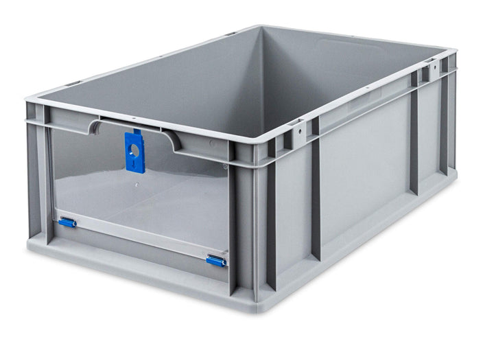 aidB Eurobox NextGen Insight Cover blau, 600x400x220 mm, Cover hoch, robuste Regalbox mit Entnahmeöf