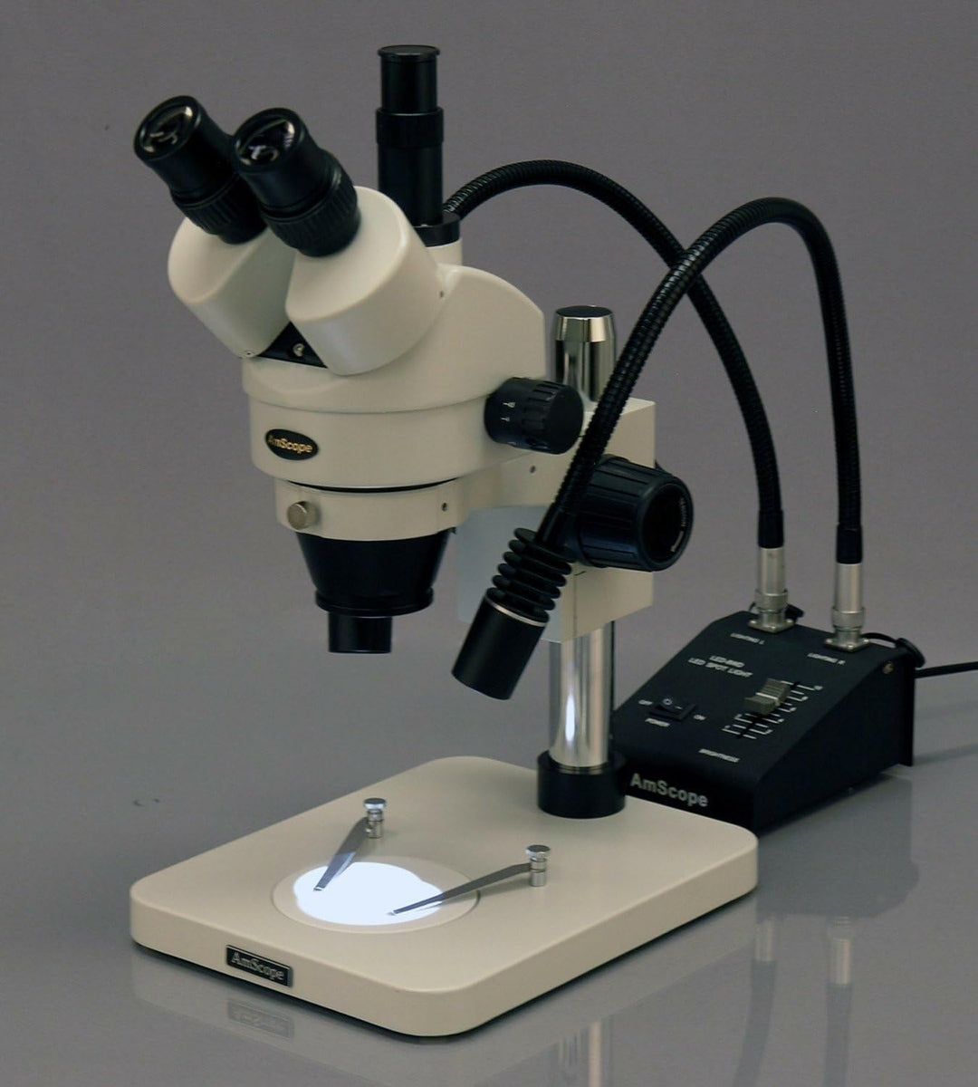 AmScope SM-1TS-L6W Zoom Leistung Trinokulares Inspektion Stereomikroskop mit Schwanenhals-LED-Leucht