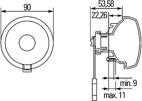 HELLA - Halogen-Tagfahrleuchte - 24V - rund - Lichtscheibenfarbe: glasklar - LED-Lichtfarbe: weiss -
