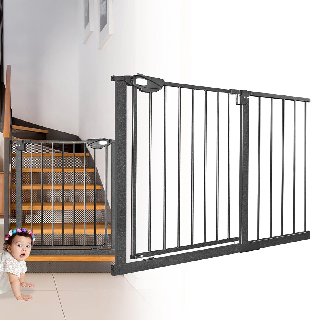 JOIEYOU Treppenschutzgitter ohne Bohren, 105-115 cm Türschutzgitter Treppengitter für Kinder und Hau