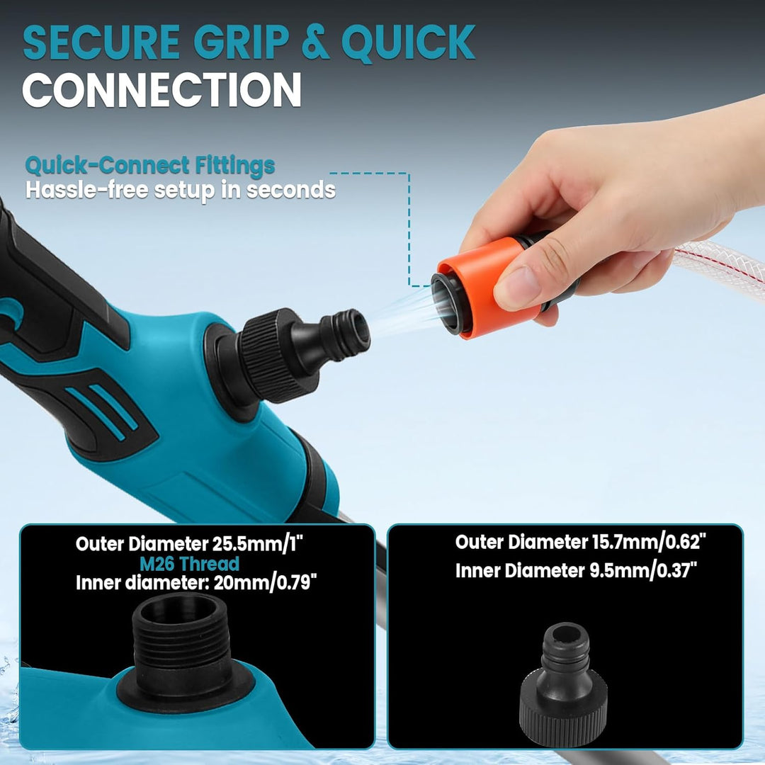 Akku-Regenfasspumpe kompatibel mit Makita 18V, Förderleistung 2736 l/h, Kabellose Stab-Transferpumpe