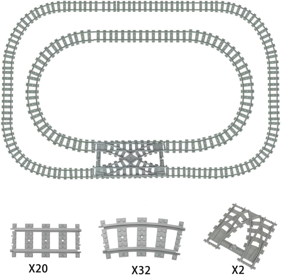SenaiMy 54 Stück Eisenbahn Schienen City Schienen, Bausteine Zug Schienen Set für City Zug Zubehör,