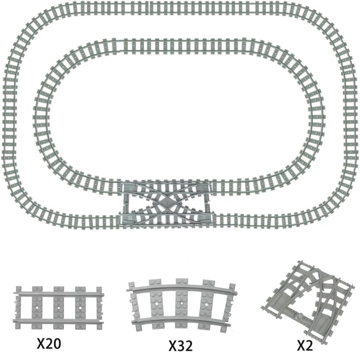 SenaiMy 54 Stück Eisenbahn Schienen City Schienen, Bausteine Zug Schienen Set für City Zug Zubehör,
