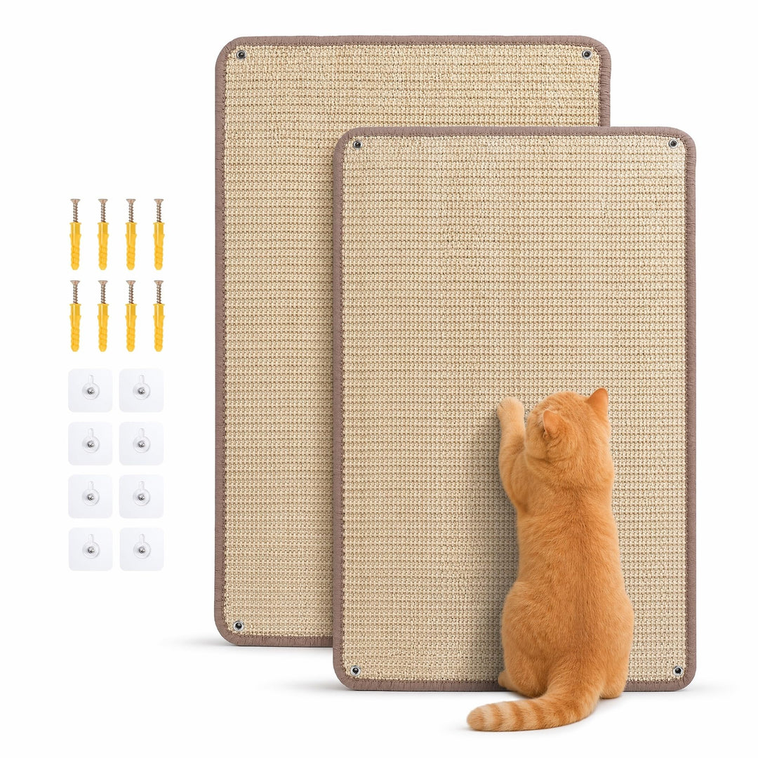 Kratzmatte Katze Wand 2 Stück 40 x 60 cm – Verstärkte Sisal Kratzmatte | Kratzbrett Katze Wandmontag