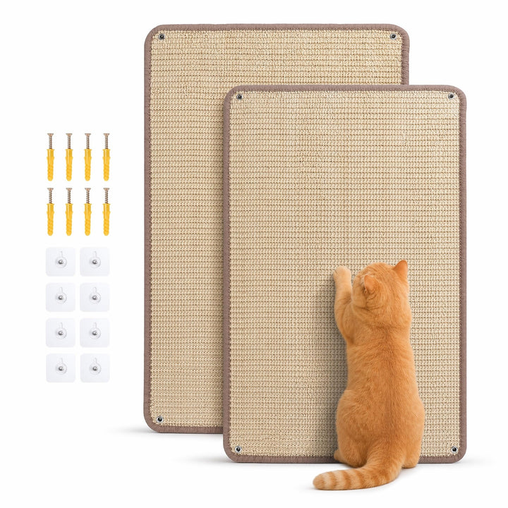 Kratzmatte Katze Wand 2 Stück 40 x 60 cm – Verstärkte Sisal Kratzmatte | Kratzbrett Katze Wandmontag