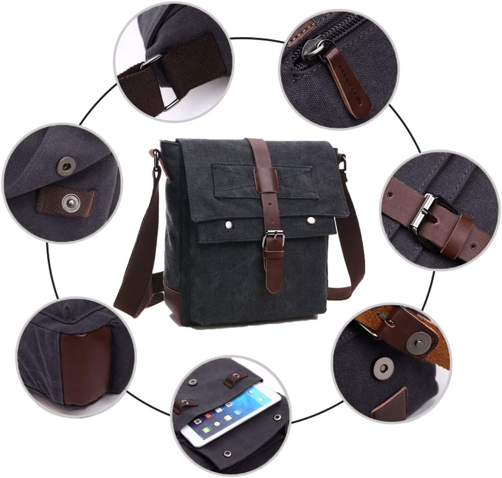 LOSMILE Herren Umhängetasche Schultertasche 16 Zoll Kuriertasche Canvas Laptop Tasche Messenger Bag