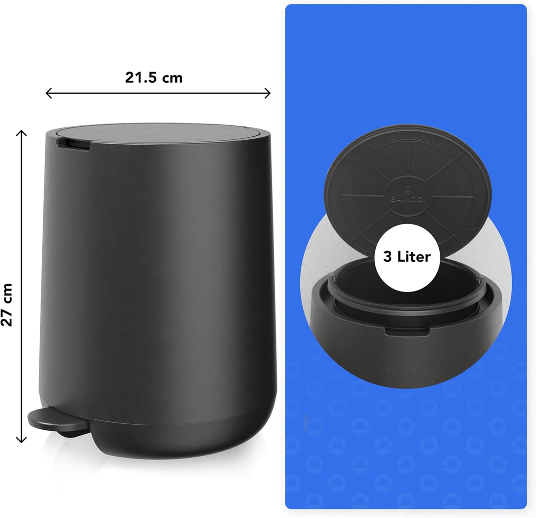 Bamodi Foot 3L Pedal Mülleimer - Mini-Mülleimer mit Deckel - Stylisches kompaktes Design für handfre