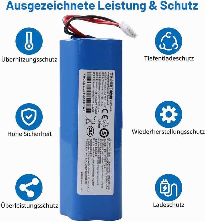 5200mAh S10-LI-144-5200 Ersatzakku, Kompatibel mit Ecovacs Deebot T5 T8 T8+ T9 T9+, Ozmo 950 T10 T9
