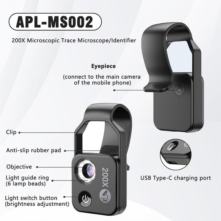1 Stück Handy Mikroskop für Smartphone Mikroskop Handy Nano Zoom x200 für Handy Mini Mikroskop zum E