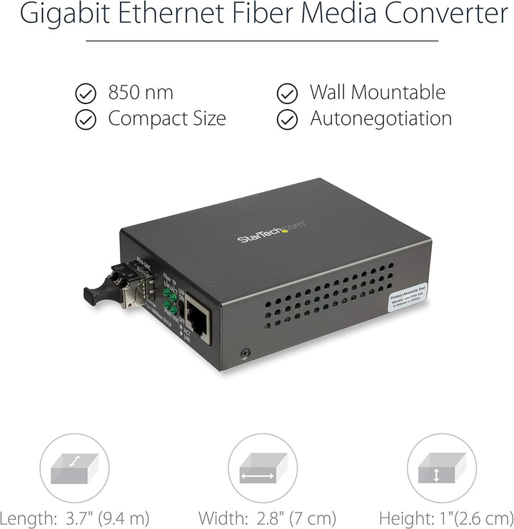 StarTech.com Multimode (MM) LC Glasfaser Medienkonverter für 10/100/1000 Netzwerk - 550m - Gigabit E