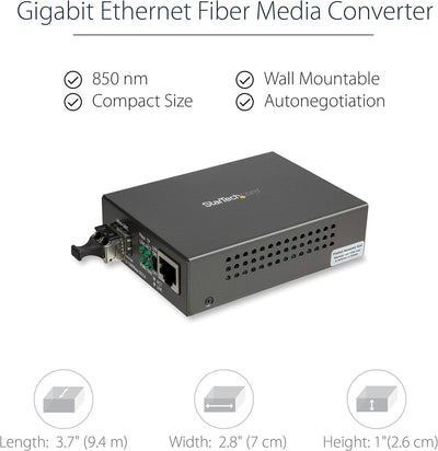 StarTech.com Multimode (MM) LC Glasfaser Medienkonverter für 10/100/1000 Netzwerk - 550m - Gigabit E