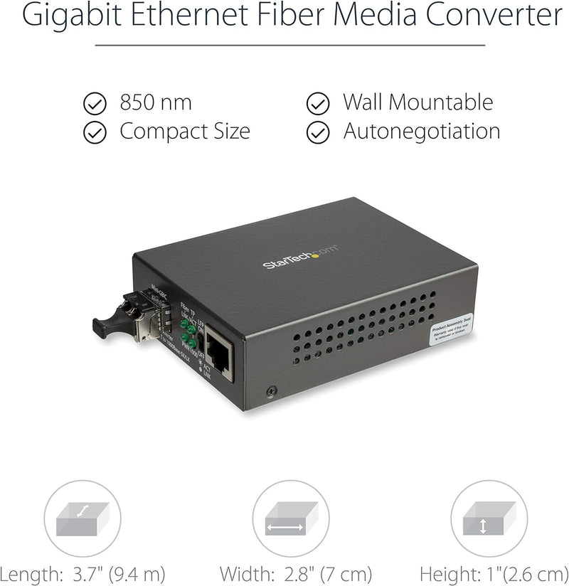 StarTech.com Multimode (MM) LC Glasfaser Medienkonverter für 10/100/1000 Netzwerk - 550m - Gigabit E