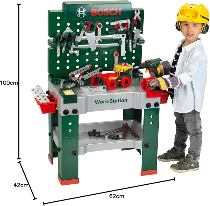 Theo Klein 8485 Bosch Werkbank Nr. 1 | 150-teilig | Inkl. Werkzeuge Und Zubehör | Akkuschrauber Mit