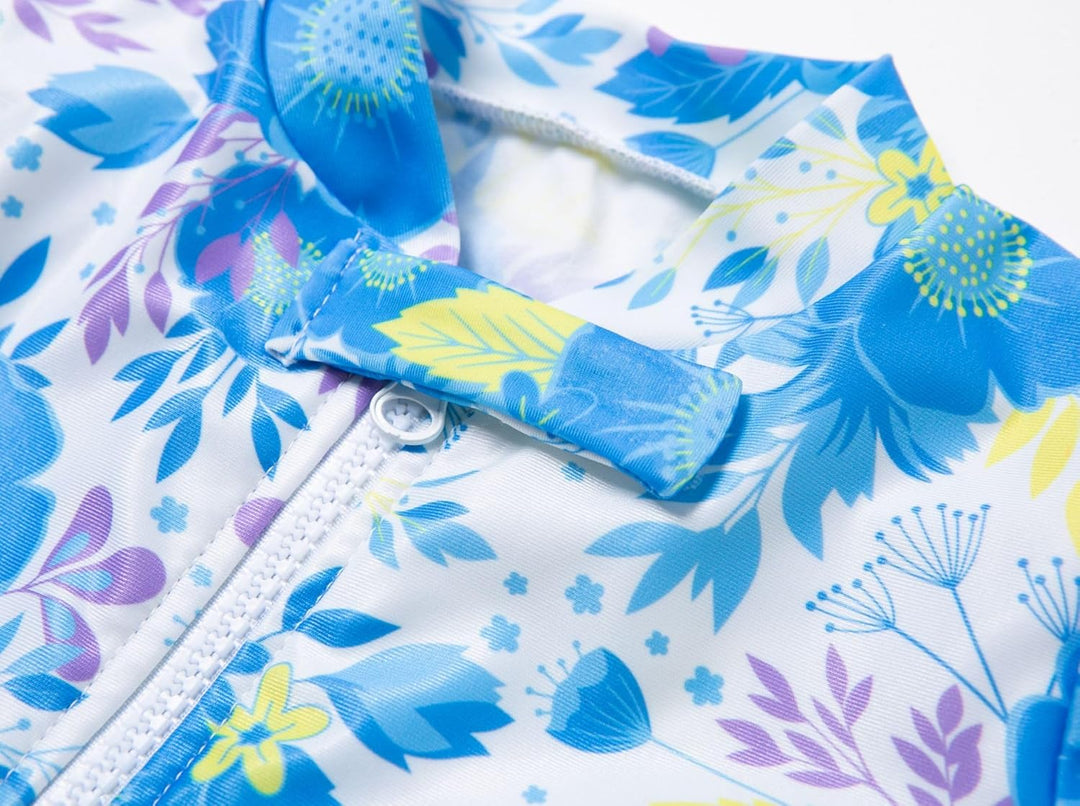 BONVERANO Baby Mädchen Recycelter Badeanzug mit einem durchgehendem Reissverschluss UV-Schutz 50+ 3-