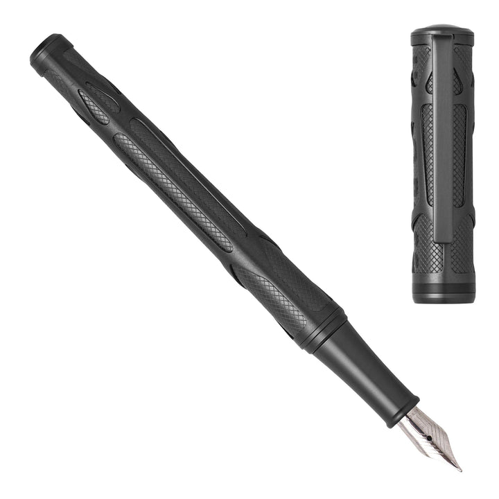 Hugo Boss Craft Füllfederhalter aus Messing in der Farbe Gun, Länge: 14,7cm, Federstärke: M, HSS3082