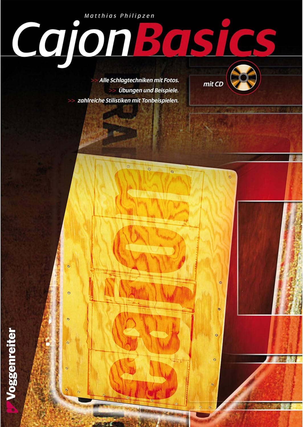 VOLT Cool-Cajon "28 Street" Design Percussion (Cajon Set inkl. Lernbuch Cajon-Schule Cajon Basics +