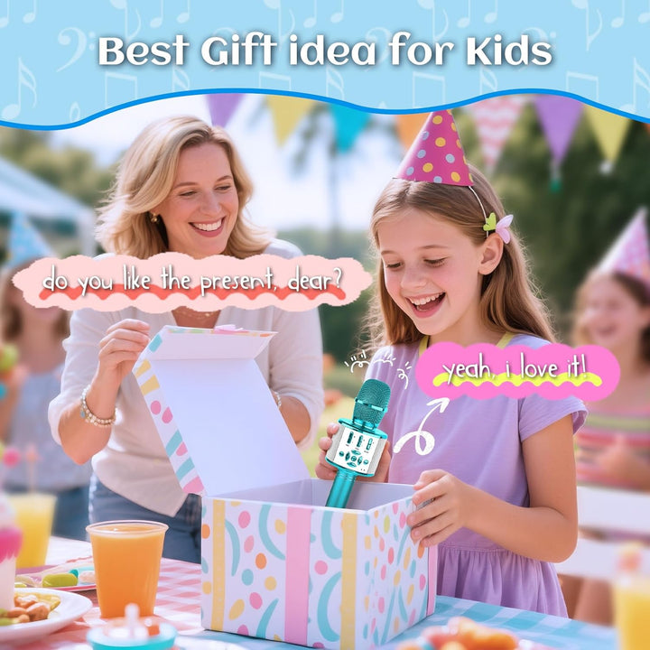 BONAOK Magic Sing Karaoke Mikrofon, Bluetooth Mikrofon Karaoke Kinder, 4 in 1 Sing Microphone, Draht
