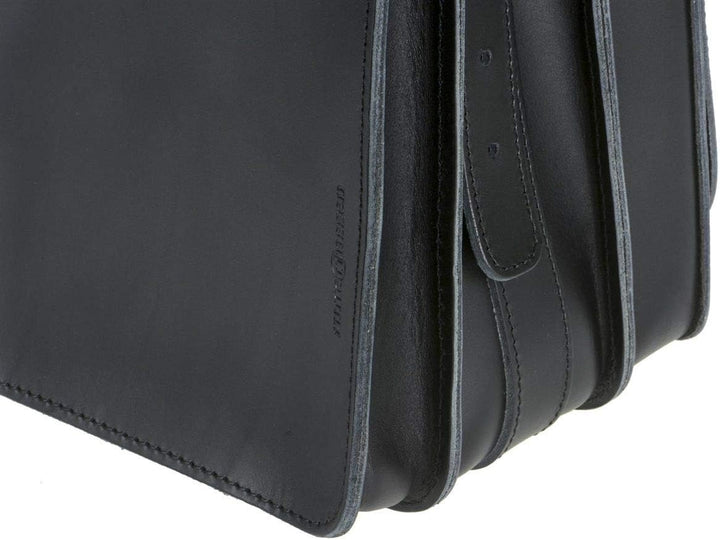 Ruitertassen Lehrertasche Leder XXL Damen Herren Schultasche Aktentasche Tasche 3 Fächer schwarz gro