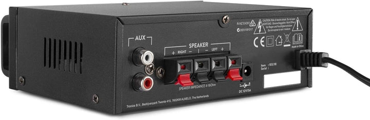 MAX AV340 Mini HiFi Verstärker mit Bluetooth 100 Watt - Kompakter Mini Verstärker HiFi Stereo, RCA A