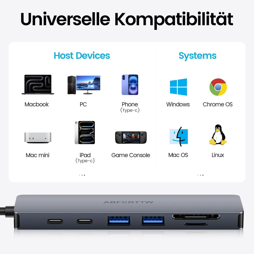 80CM USB C Hub mit HDMI 4K@60Hz, PD 100W Powered für MacBook Neo | 7-in-1 Docking Station USB C mit