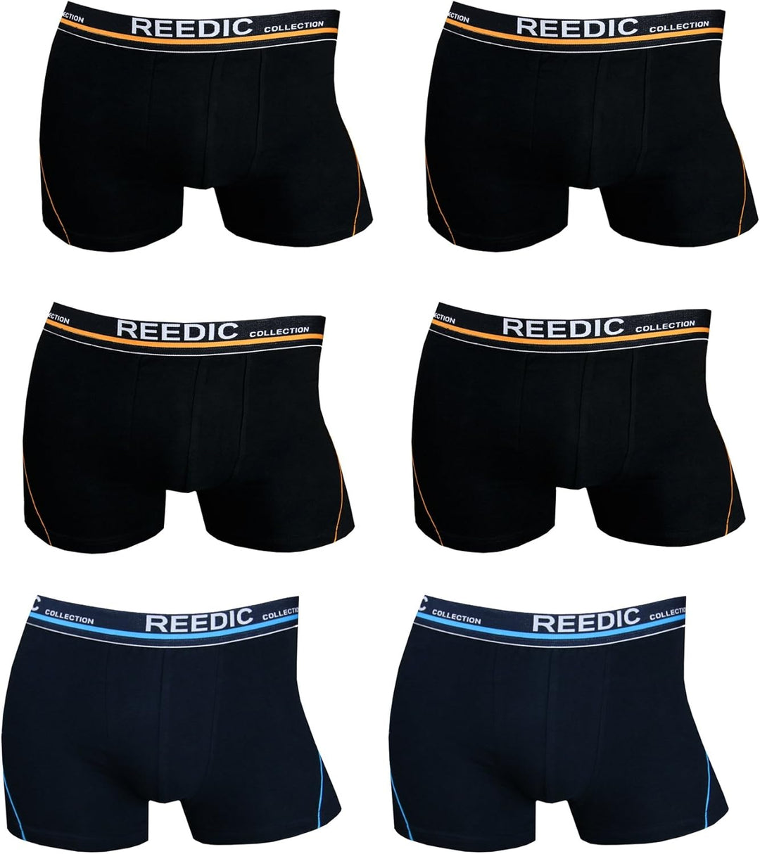 Reedic Herren Boxershorts Baumwolle 6er Pack, Grösse XX-Large (2XL), Farbe je 4X schwarz, je 2X dunk