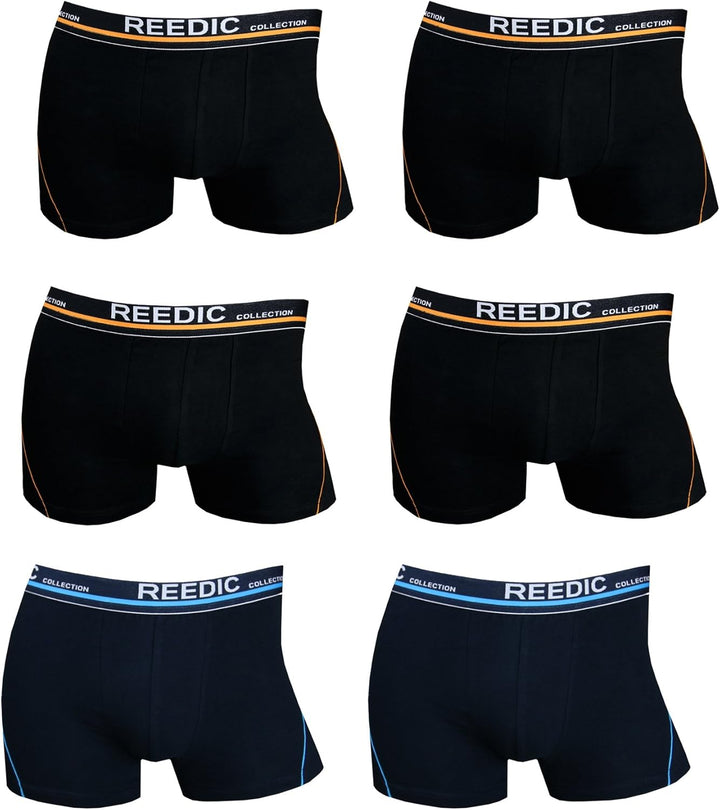Reedic Herren Boxershorts Baumwolle 6er Pack, Grösse XX-Large (2XL), Farbe je 4X schwarz, je 2X dunk