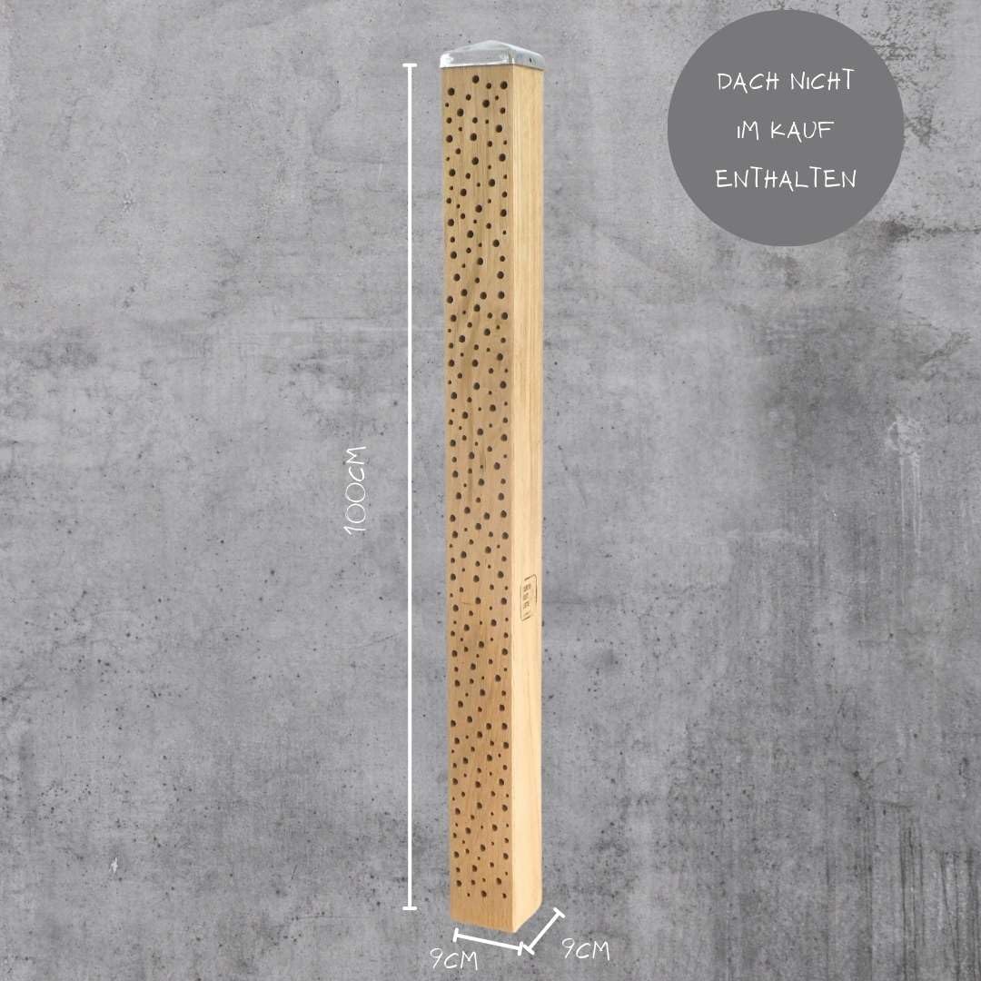 Bienenhotel Stamm Insektenhotel Wildbienen Eiche Massivholz Hartholz Wildbienenhotel Nisthilfe Biene